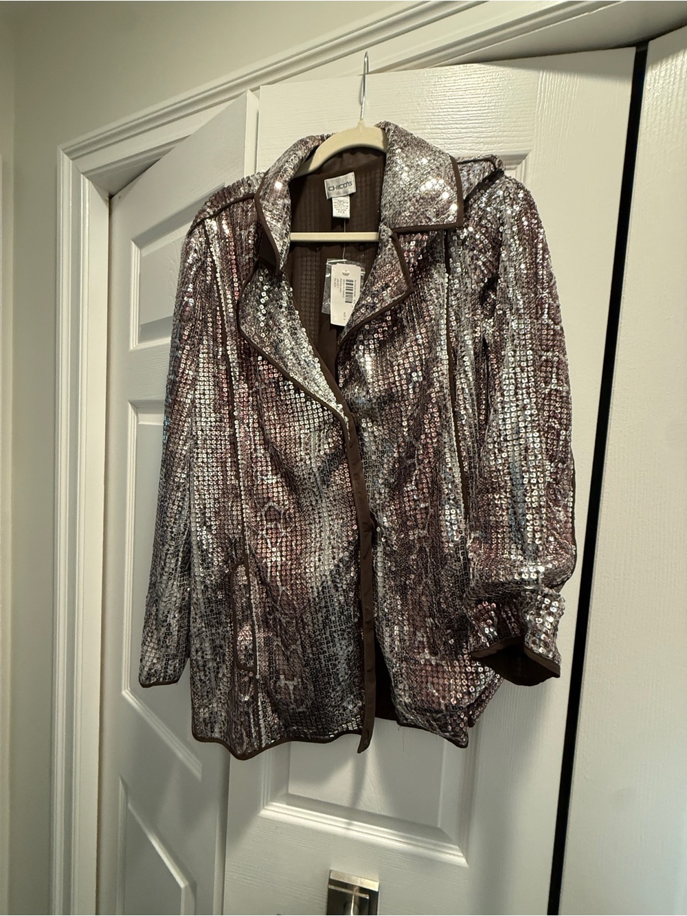 Chicos animal print Sequin Embellished Women's Jacket size 3 -